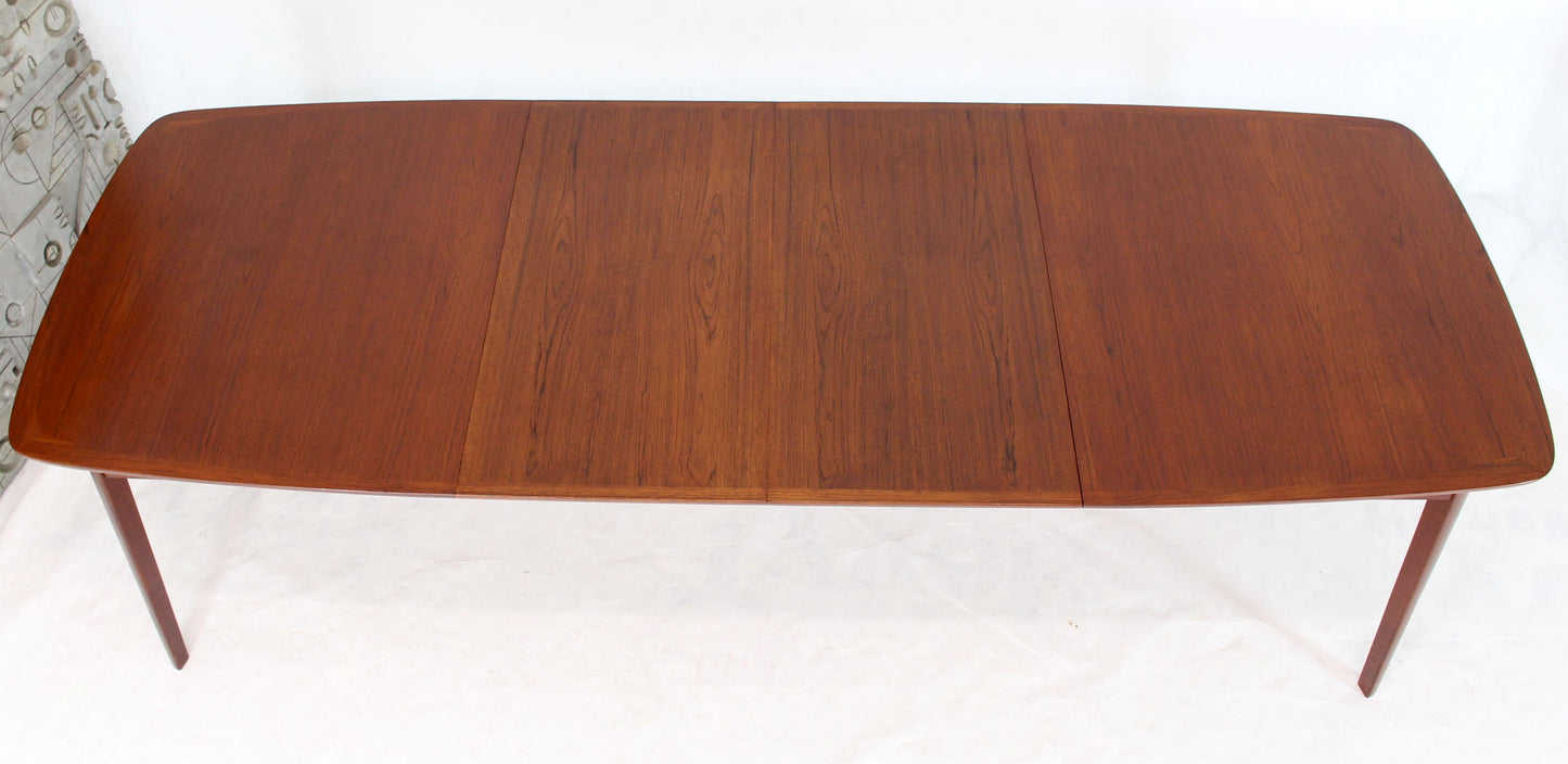 Danish Teak Mid-Century Modern Dining Banquet Table Self Storing Folding Leafs