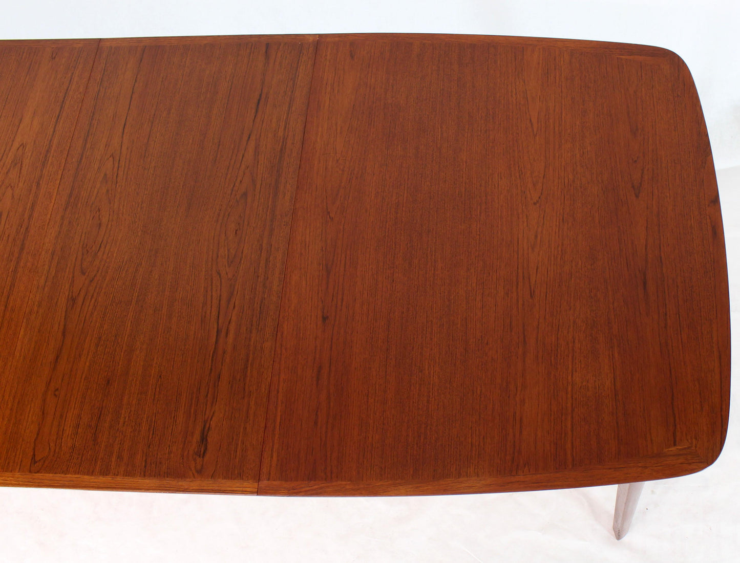 Danish Teak Mid-Century Modern Dining Banquet Table Self Storing Folding Leafs