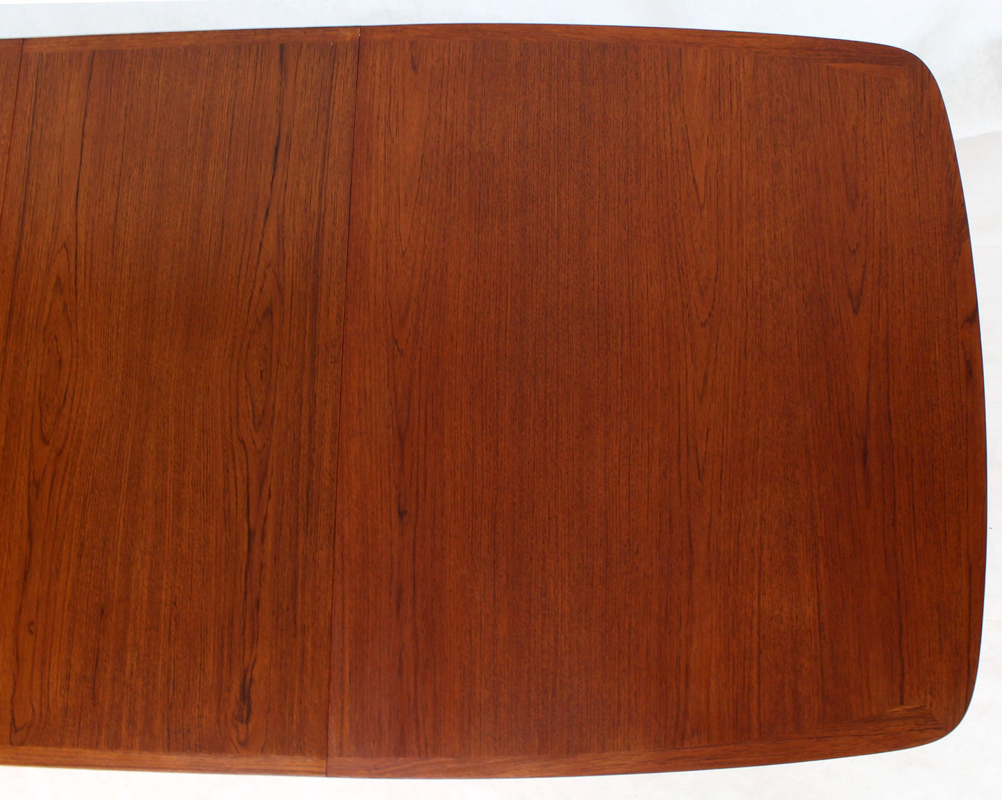 Danish Teak Mid-Century Modern Dining Banquet Table Self Storing Folding Leafs