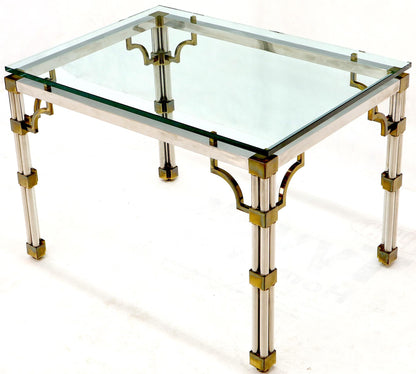 Petit Chrome Brass and Thick Glass Top Dining or Writing Table