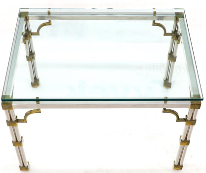 Petit Chrome Brass and Thick Glass Top Dining or Writing Table