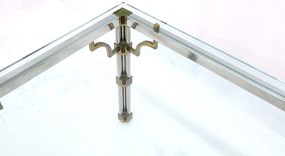 Petit Chrome Brass and Thick Glass Top Dining or Writing Table