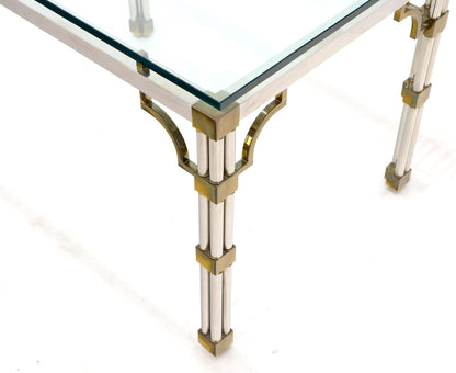 Petit Chrome Brass and Thick Glass Top Dining or Writing Table