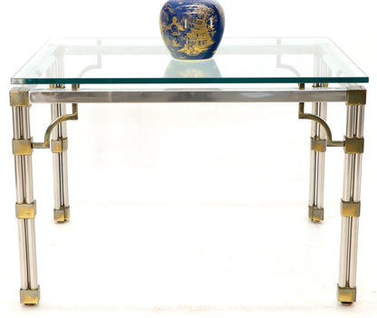 Petit Chrome Brass and Thick Glass Top Dining or Writing Table