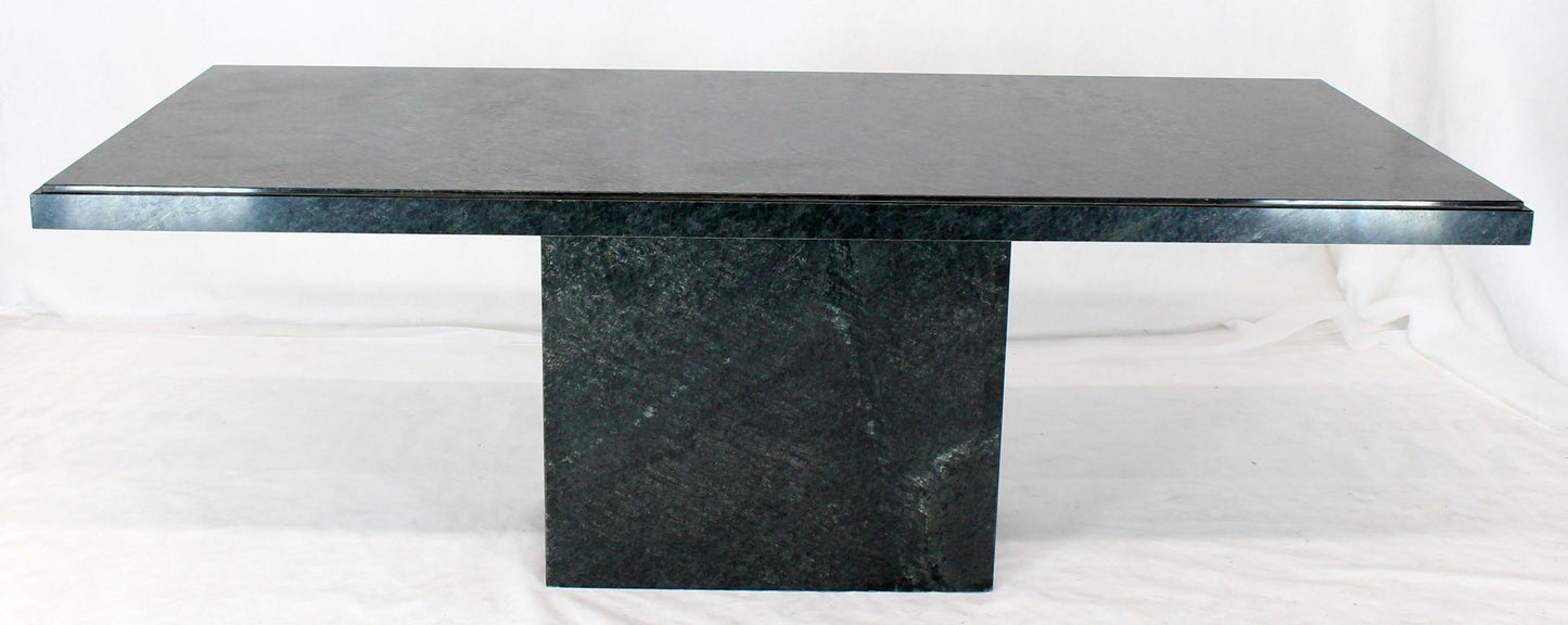 Rectangular Single Marble Pedestal and Top Dining Conference Table Deep Green