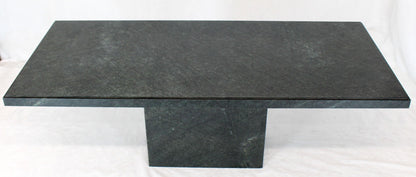 Rectangular Single Marble Pedestal and Top Dining Conference Table Deep Green