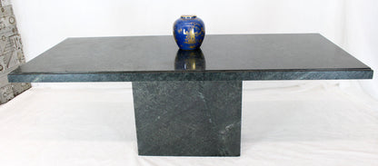 Rectangular Single Marble Pedestal and Top Dining Conference Table Deep Green