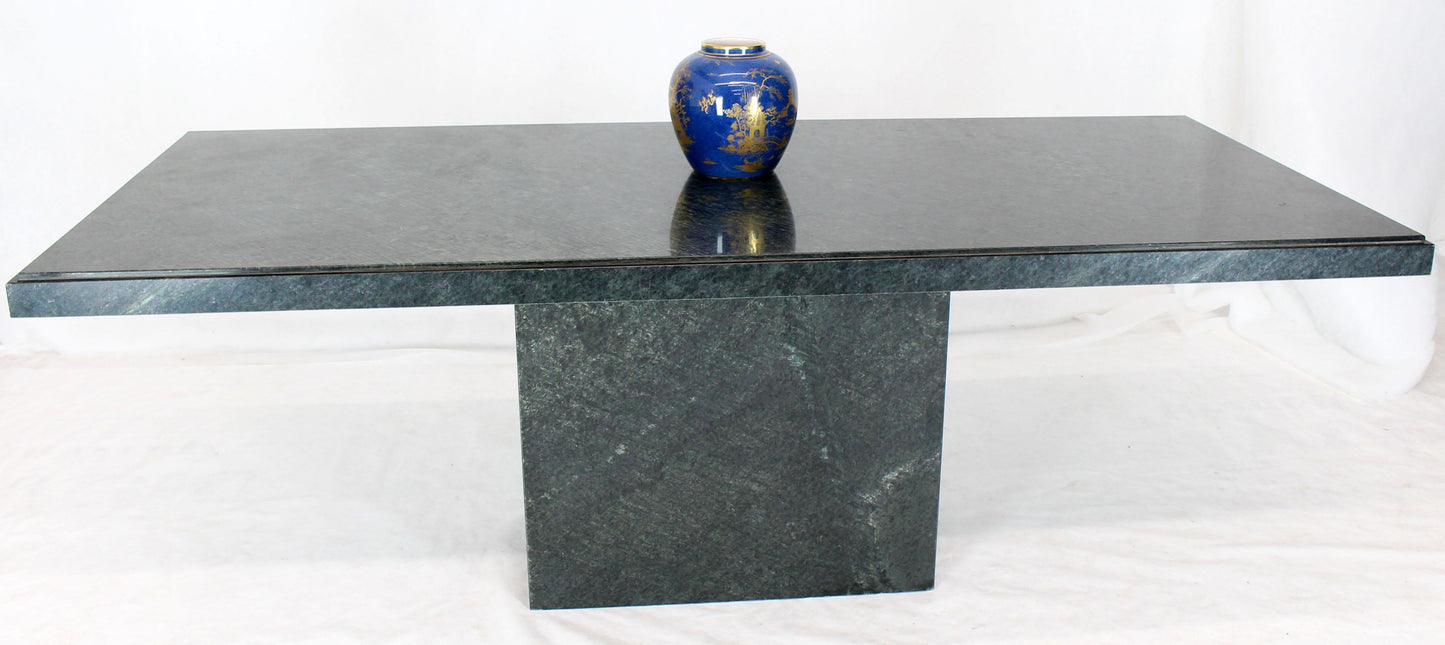 Rectangular Single Marble Pedestal and Top Dining Conference Table Deep Green