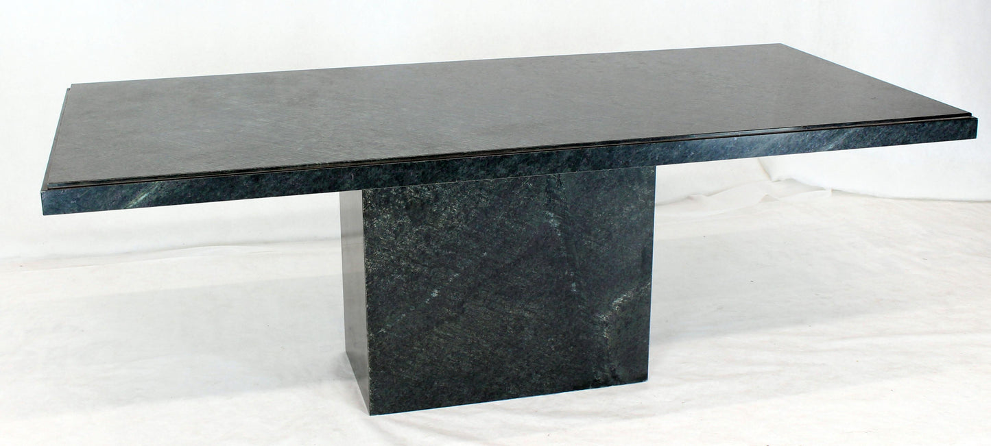 Rectangular Single Marble Pedestal and Top Dining Conference Table Deep Green