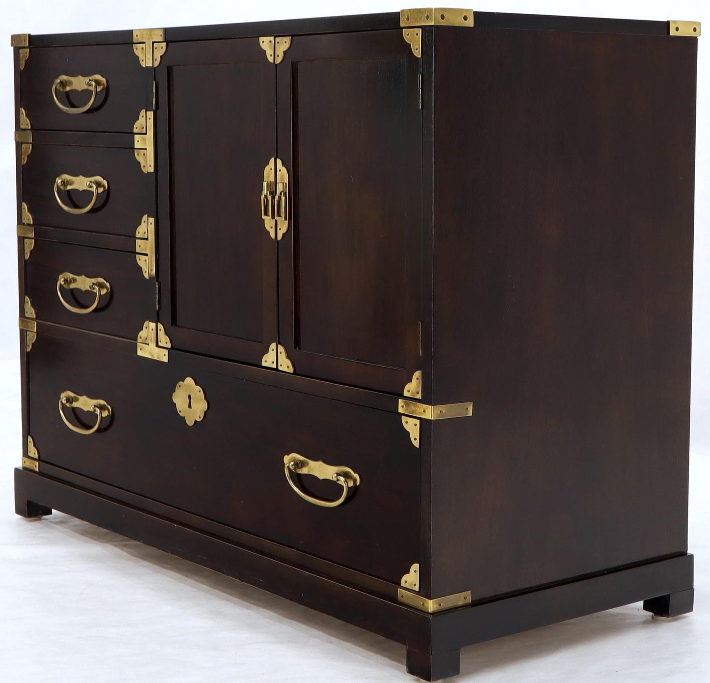 Campaign Brass Hardware Bachelor Chest Dresser with Two Doors Compartment