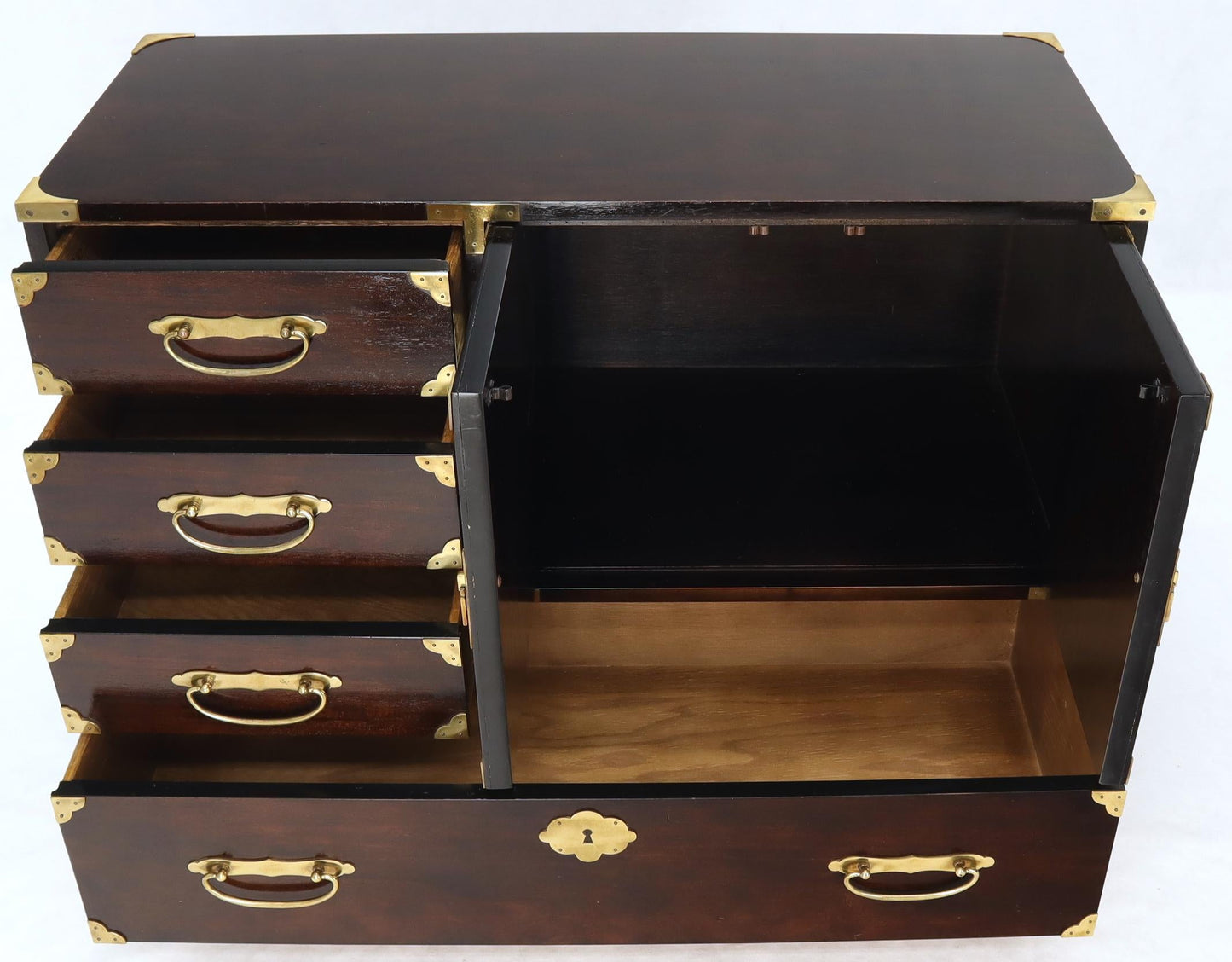 Campaign Brass Hardware Bachelor Chest Dresser with Two Doors Compartment