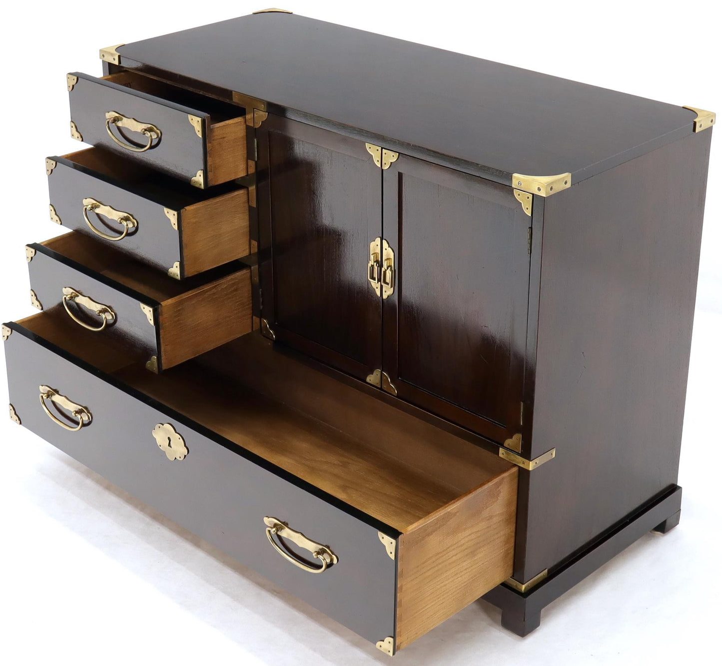 Campaign Brass Hardware Bachelor Chest Dresser with Two Doors Compartment