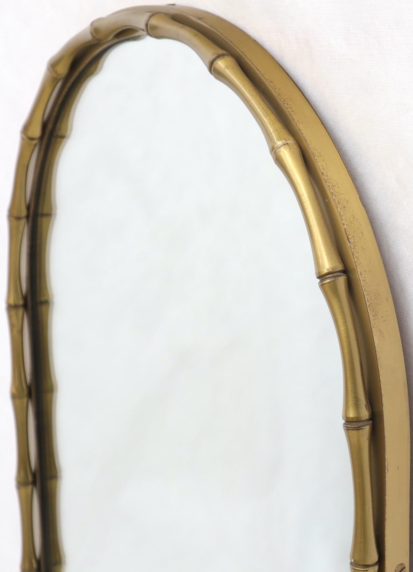 Dome Shape Metal Frame Faux Bamboo Mirror