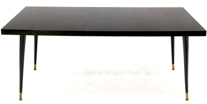 Black Laminate Tapered Dowel Legs Dining Table with Extension Board