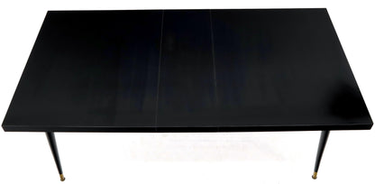 Black Laminate Tapered Dowel Legs Dining Table with Extension Board