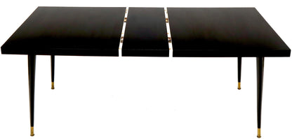 Black Laminate Tapered Dowel Legs Dining Table with Extension Board