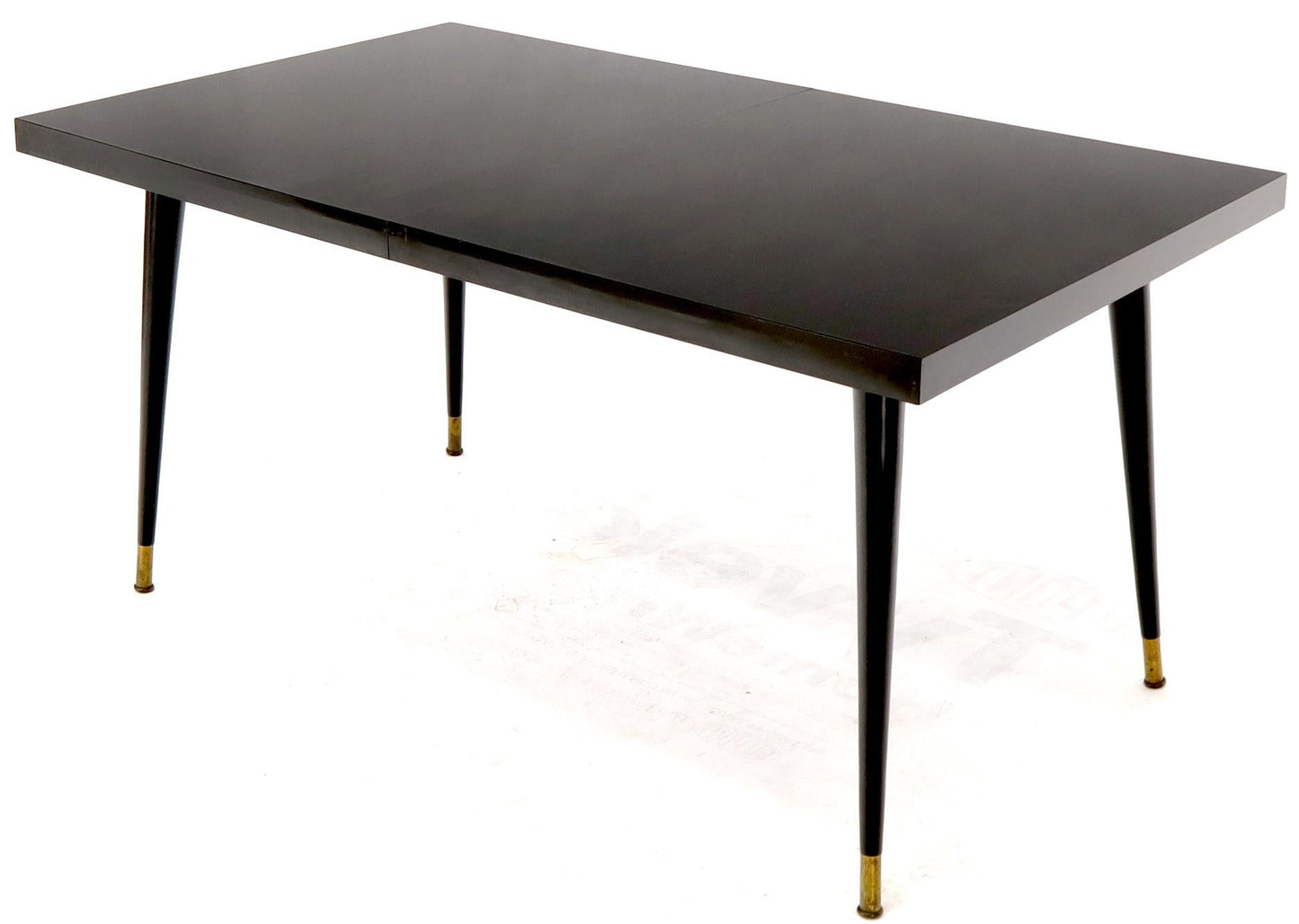 Black Laminate Tapered Dowel Legs Dining Table with Extension Board