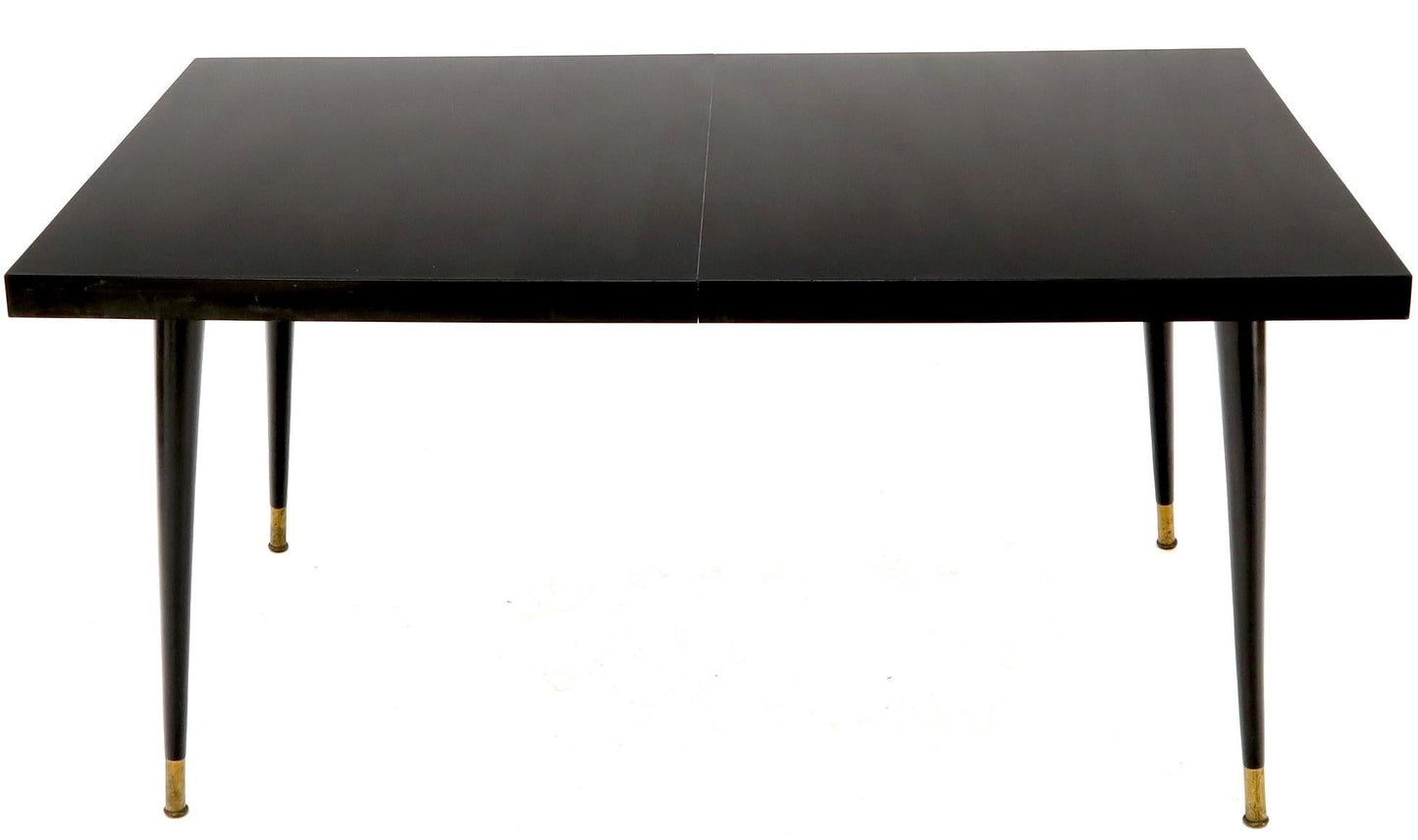 Black Laminate Tapered Dowel Legs Dining Table with Extension Board