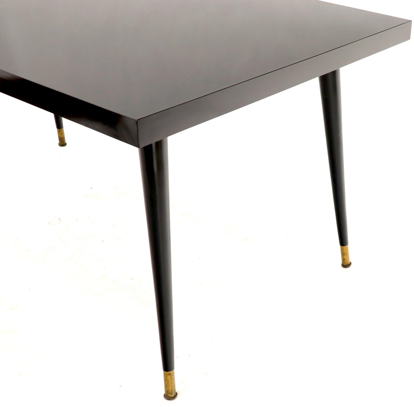 Black Laminate Tapered Dowel Legs Dining Table with Extension Board