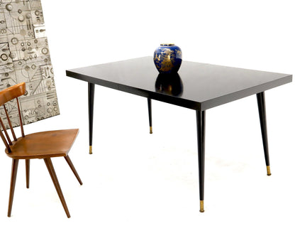 Black Laminate Tapered Dowel Legs Dining Table with Extension Board