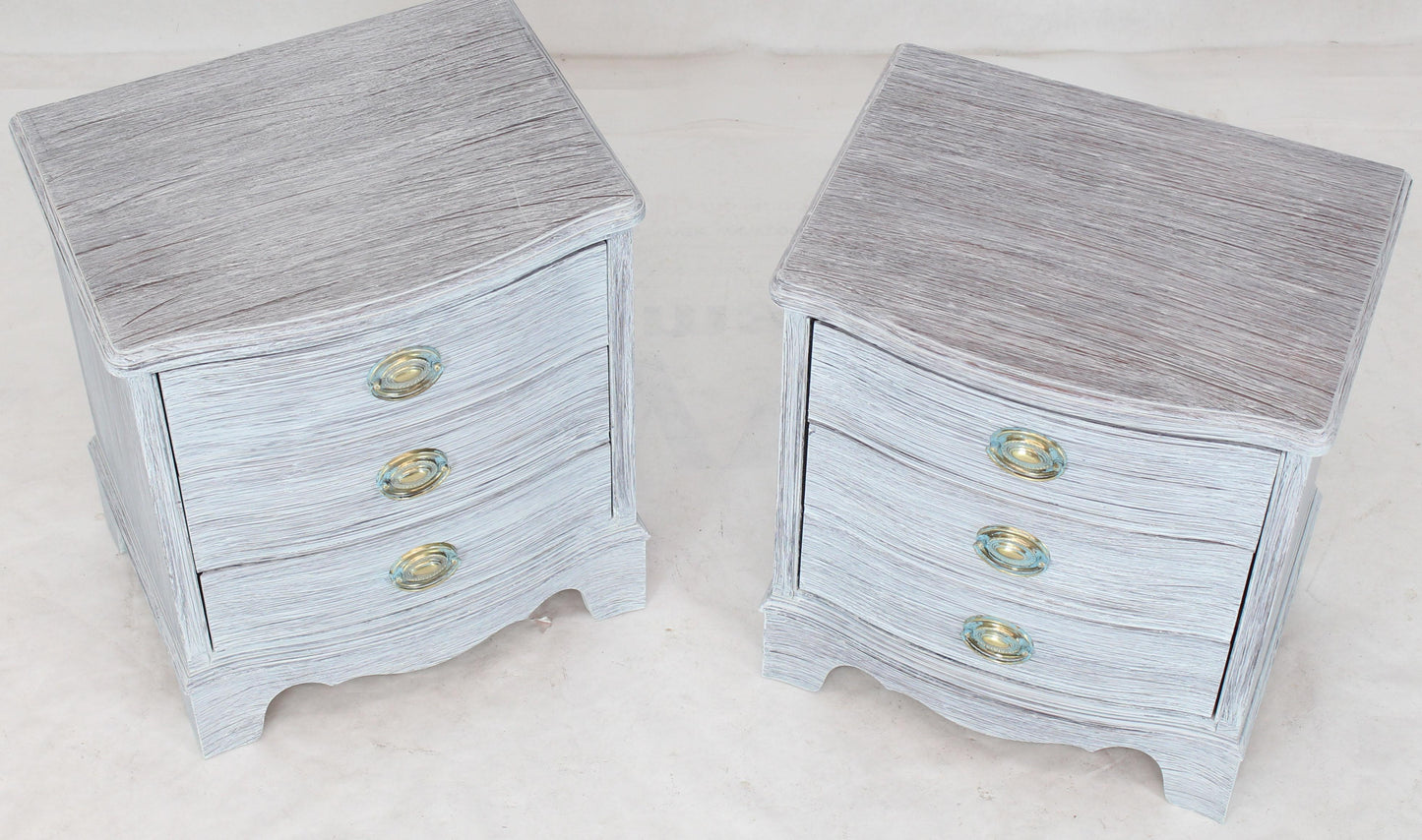 Pair of Chabby Chic White Painted Three Drawers Nightstands Lamp Tables