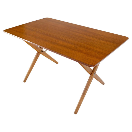 Hans Wegner Danish Mid-Century Modern Teak & Brass X Base Coffee Side Table