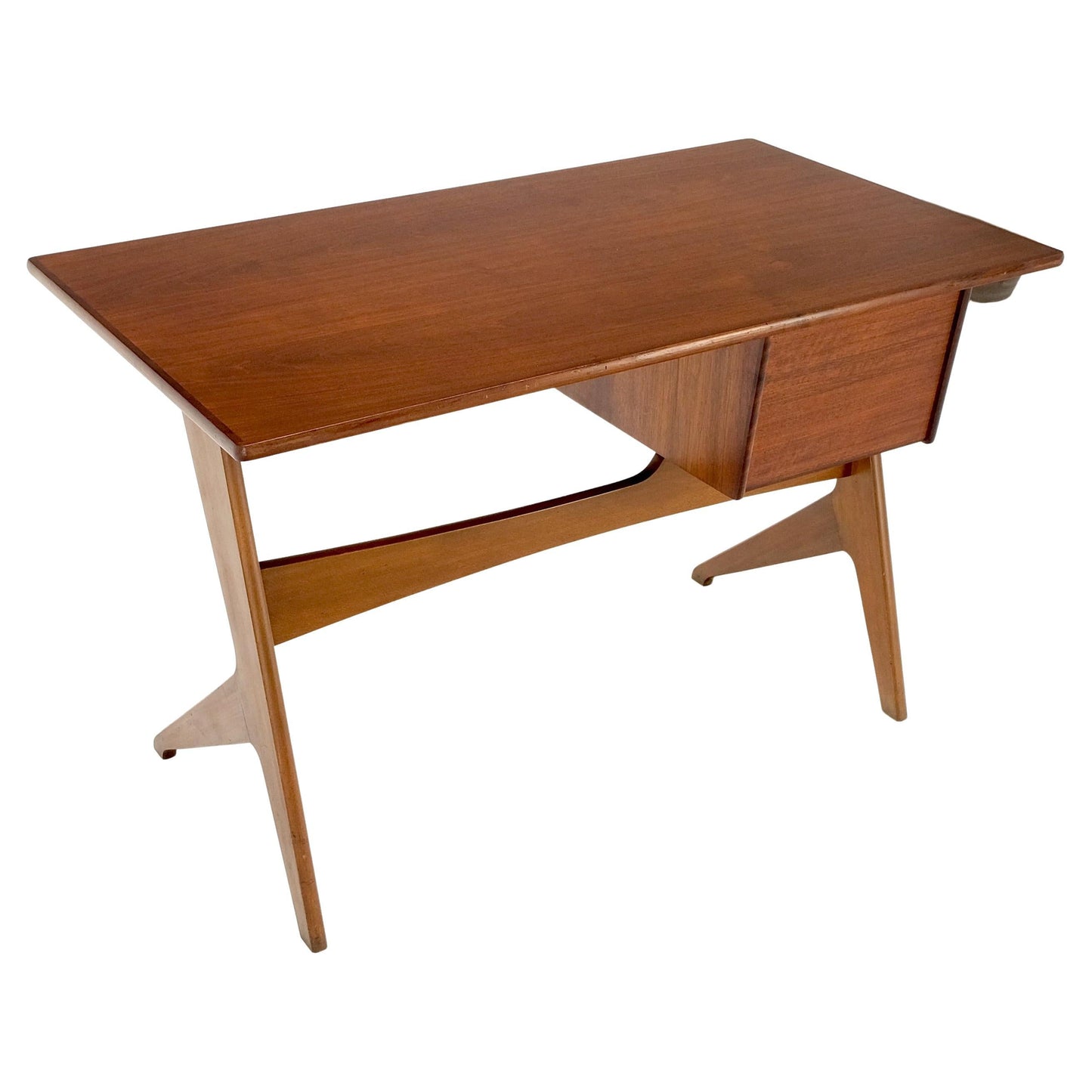 Danish Mid-Century Modern Teak Asymmetrical Z Shape Base Low Profile Desk Mint!