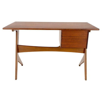 Danish Mid-Century Modern Teak Asymmetrical Z Shape Base Low Profile Desk Mint!