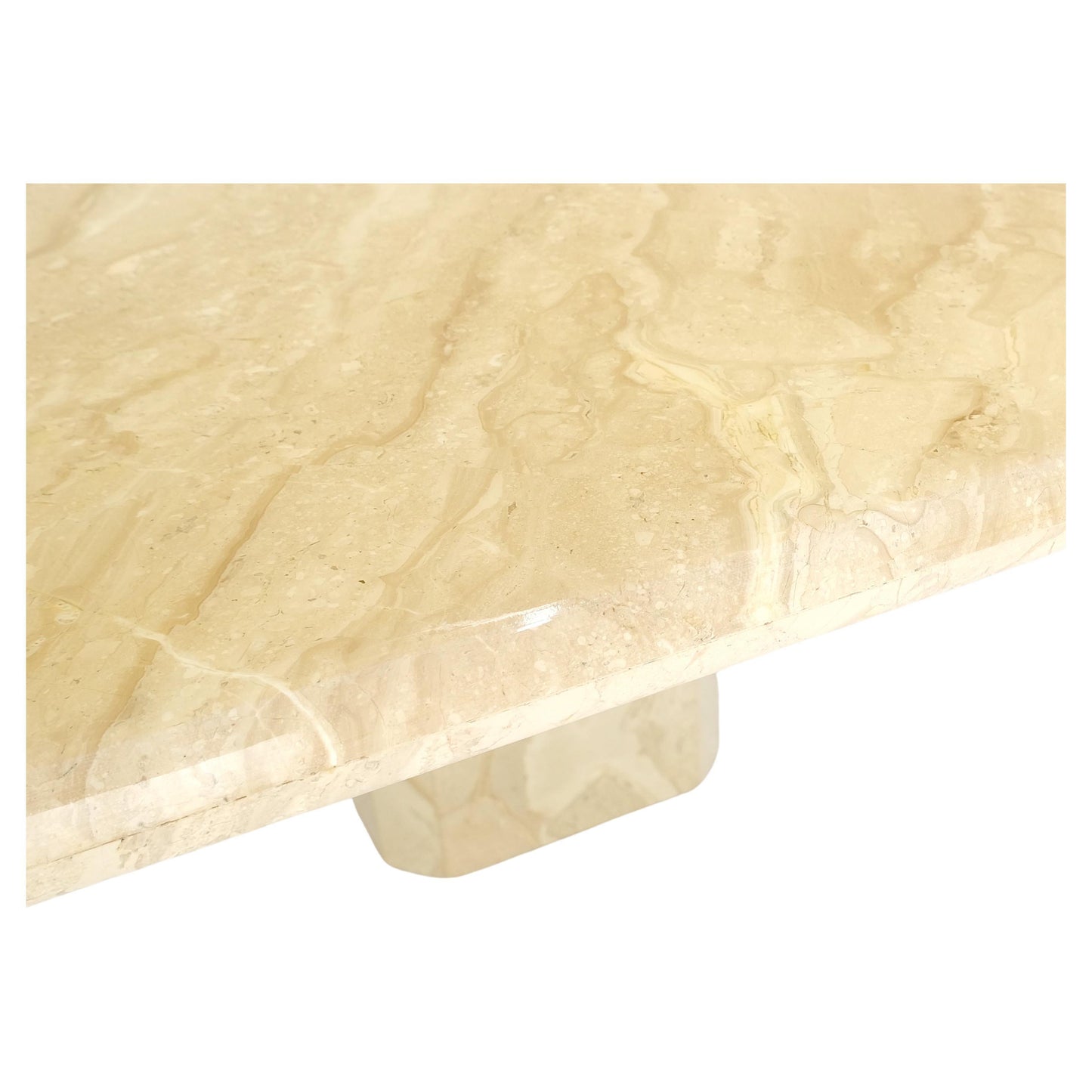 Travertine Single Pedestal Base Mid-Century Modern Dining Conference Table MINT!