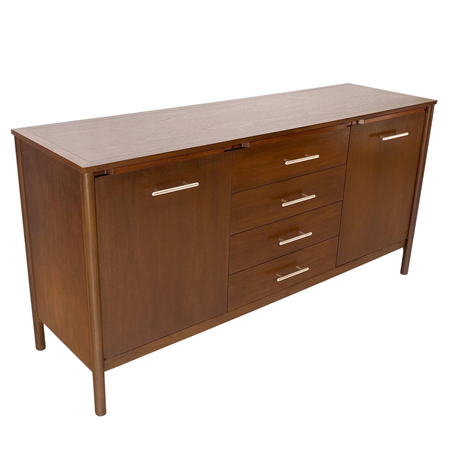 John Stuart Walnut Mid-Century Modern Long Credenza Dresser Pull Out Shelf Mint!