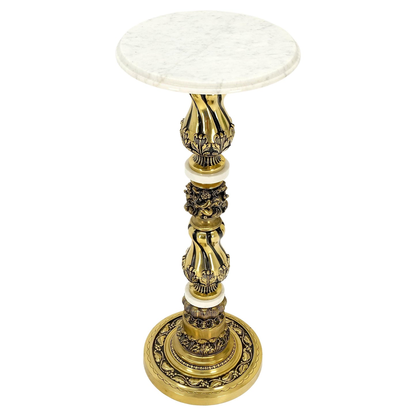 Brass & Marble Decorative Ornate Round Pedestal Stand Mint!