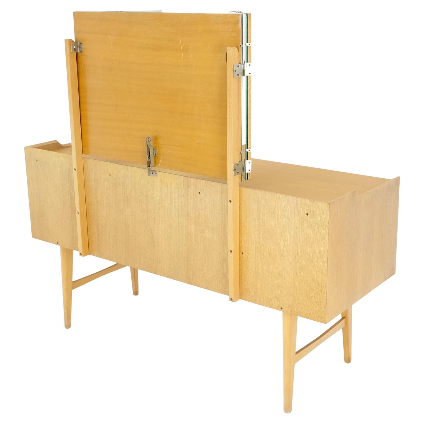 Cerused Oak Trip-Tic Adjustable Mirror Mid-Century Modern Dressing Table Vanity