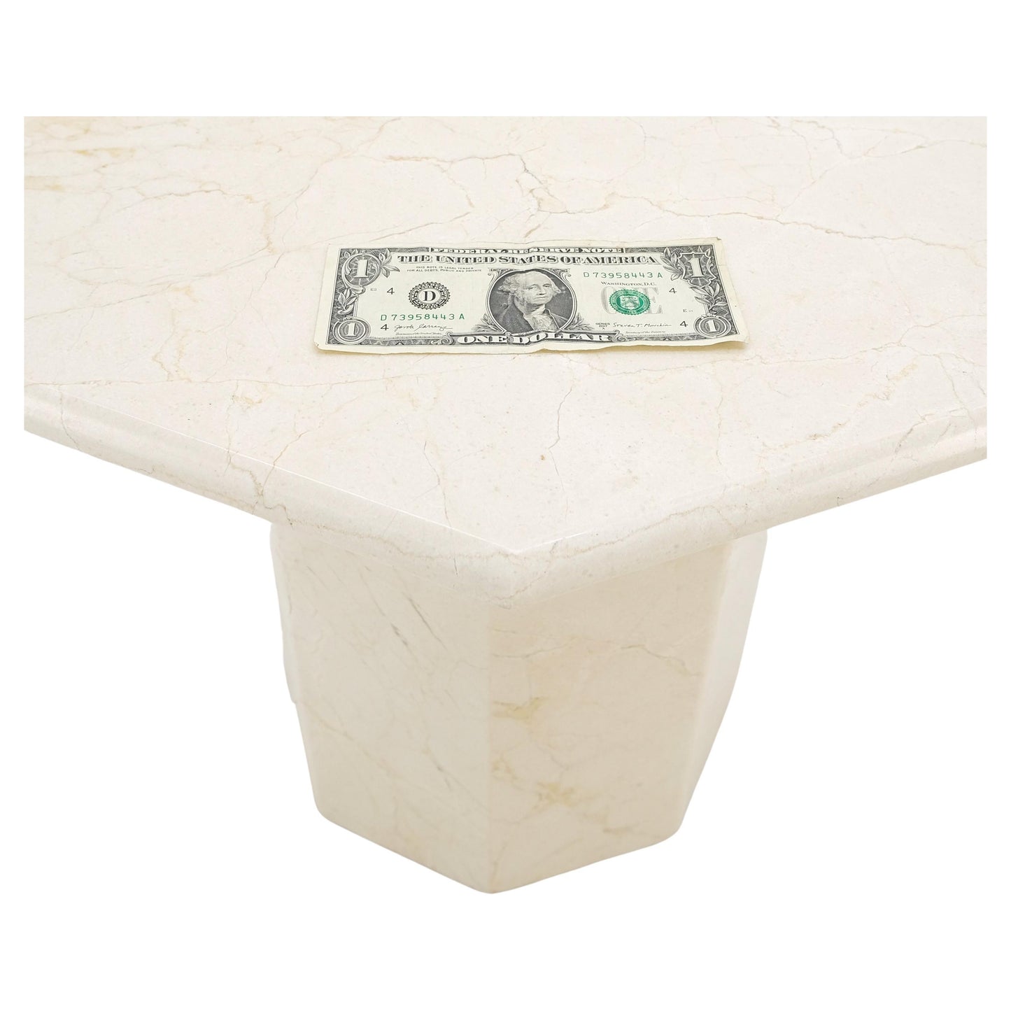 Hexagon Travertine Single Pedestal 21"H Side End Table Stand Pedestal Pair Three