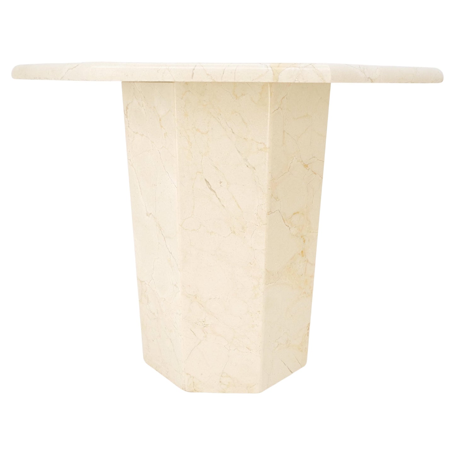 Hexagon Travertine Single Pedestal 21"H Side End Table Stand Pedestal Pair Three