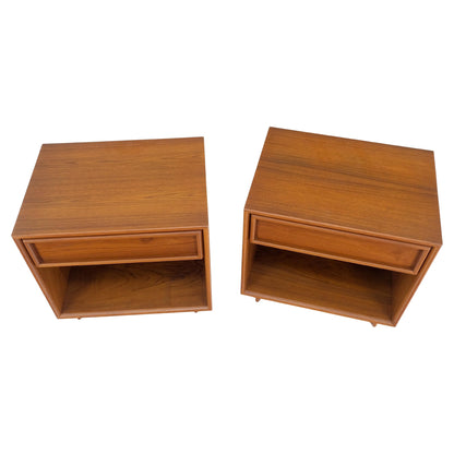 Pair of Mid Century Danish Modern Teak One Drawer Nightstands End Tables MINT!