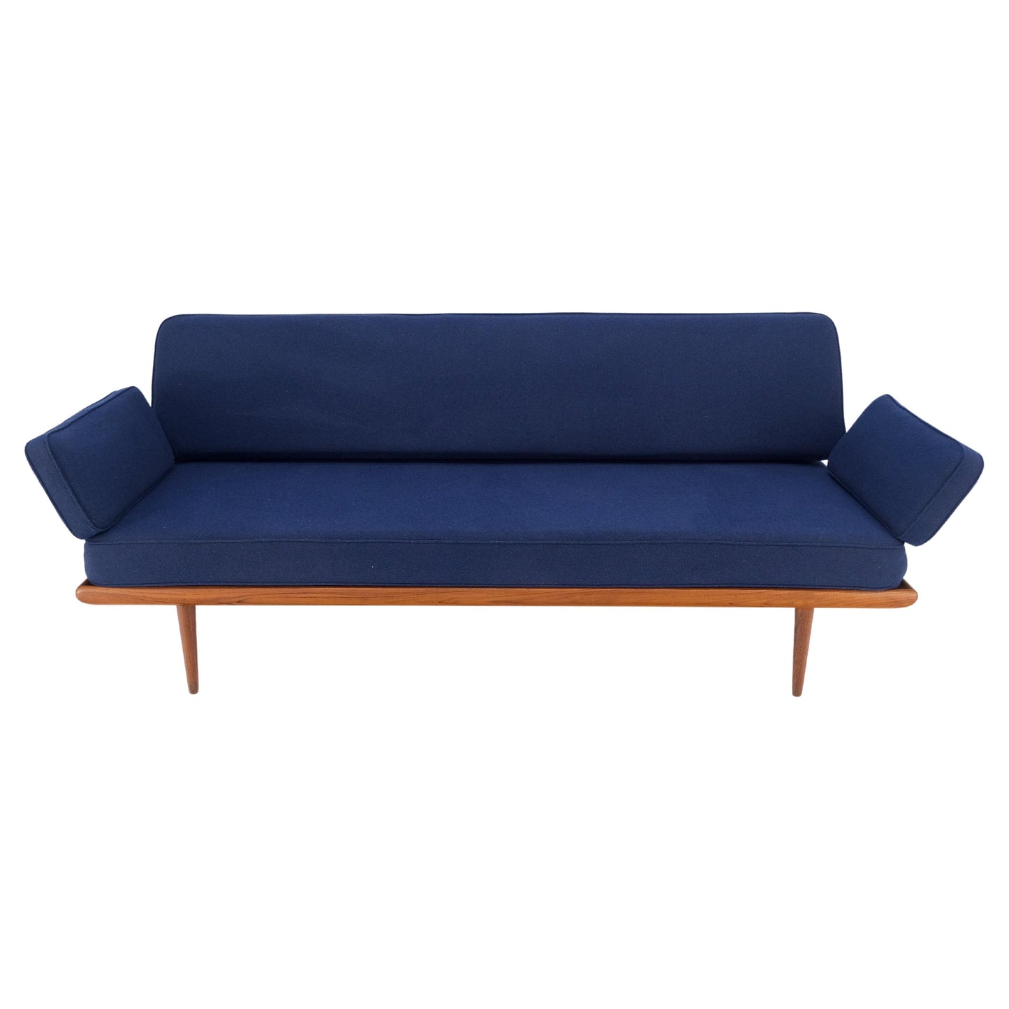 Peter Hvidt Solid Teak Sofa New Blue Wool Upholstery Original Springs Mint!