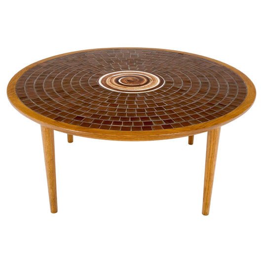 Gordon Martz Tile Mosaic Round Top Coffee Table on Tapered Dowel Legs MINT!