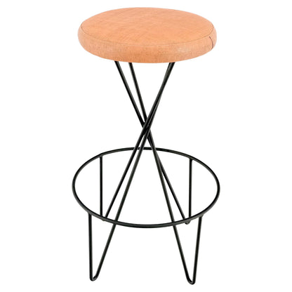 Frederick Weiberg Mid-Century Modern Wire Base Round Seat Bar Stool, circa 1970s