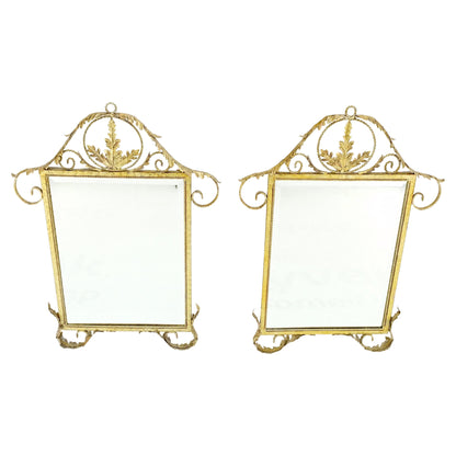 Pair of Regency Style Gilt Metal Rectangle Wall Mirrors Mint!