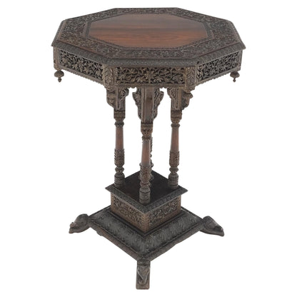 Very Fine Carved Solid Rosewood Asian Oriental Lamp Occasional Stand Table Mint