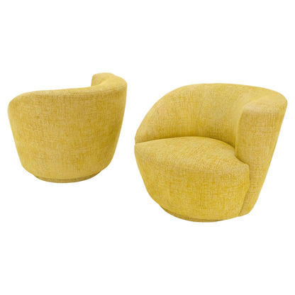 Pair of Vladimir Kagan for Directional Nautilus Chairs Yellow Gold MINT!