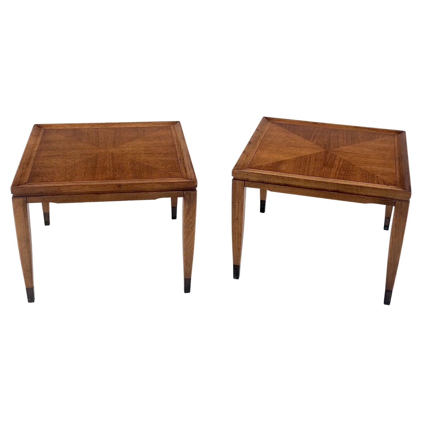 Pair of Mid Century Modern Square  Walnut Side End Tables Removable Legs MINT!