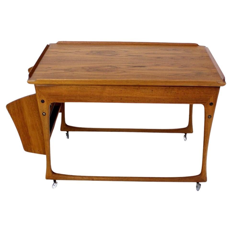 Danish Modern Rolling Teak Bar Cart