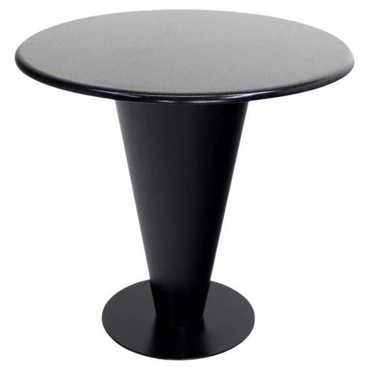 Apollo Woodworking Black Granite Top Heavy Metal Cone Base Cafe Gueridon Table