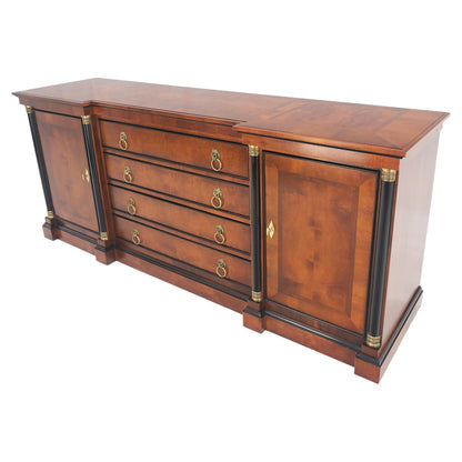 Flame Mahogany Ebonized Columns Bronze Mount Brass Ring Pulls Hardware Sideboard