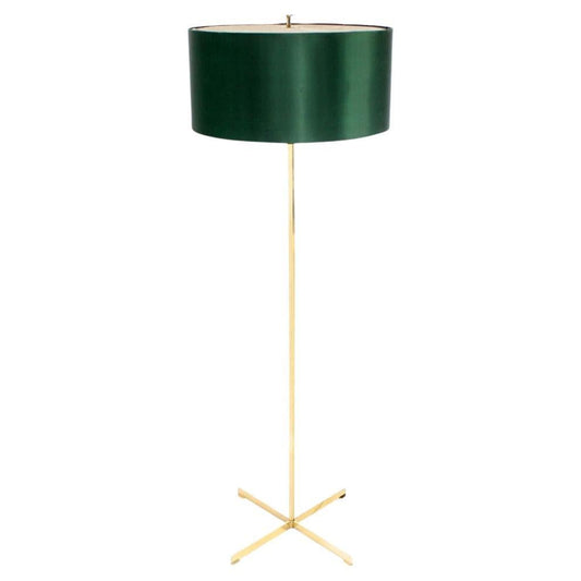 Mid-Century Modern Machined Solid Brass Floor Lamp in Style of Tommy Parzinger