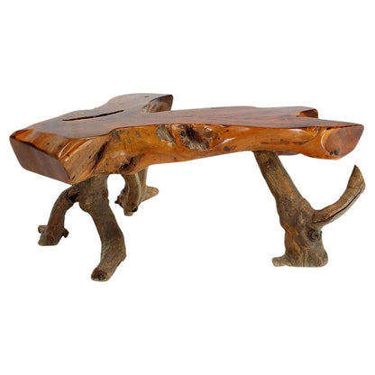 Organic Heavy V Shape Walnut Slab Top Driftwood Base Legs Coffee Table MINT!