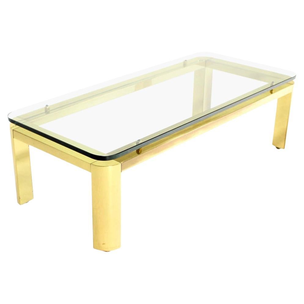 Pace Collection Floating 3/4" Glass Top Brass Base Coffee Table Mid Century