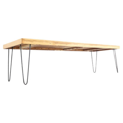 Large Rectangular Vintage Solid Birch Top with Hairpin Leg Coffee Table