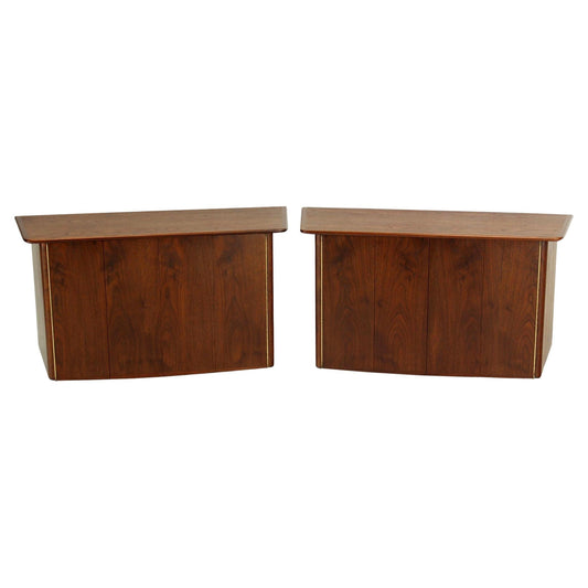 Pair HANGING Walnut Mid-Century Danish Modern Floating Dressers Console Cabinets